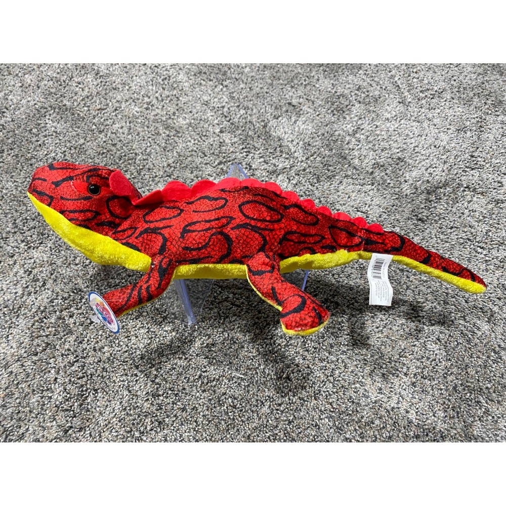 Nanco Red Black Yellow Lizard Plush Stuffed Animal Toy 2012 Reptile 12 Inch
